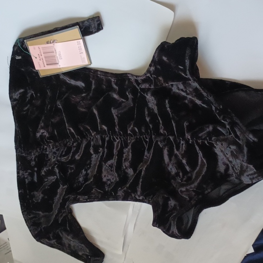Juicy Couture NWT Sm Bandeau Maillot Black One Piece Swimsuit